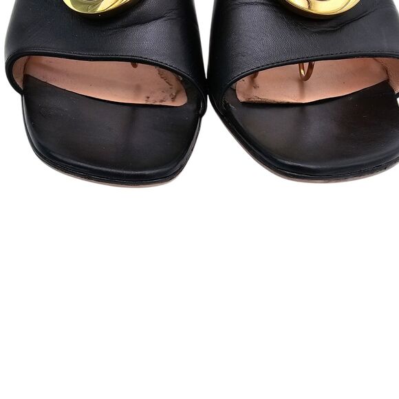 Gucci GG Blondie Heel Sandal Size 40.5 US 10.5 Black Leather Square Open Toe - Picture 6 of 12